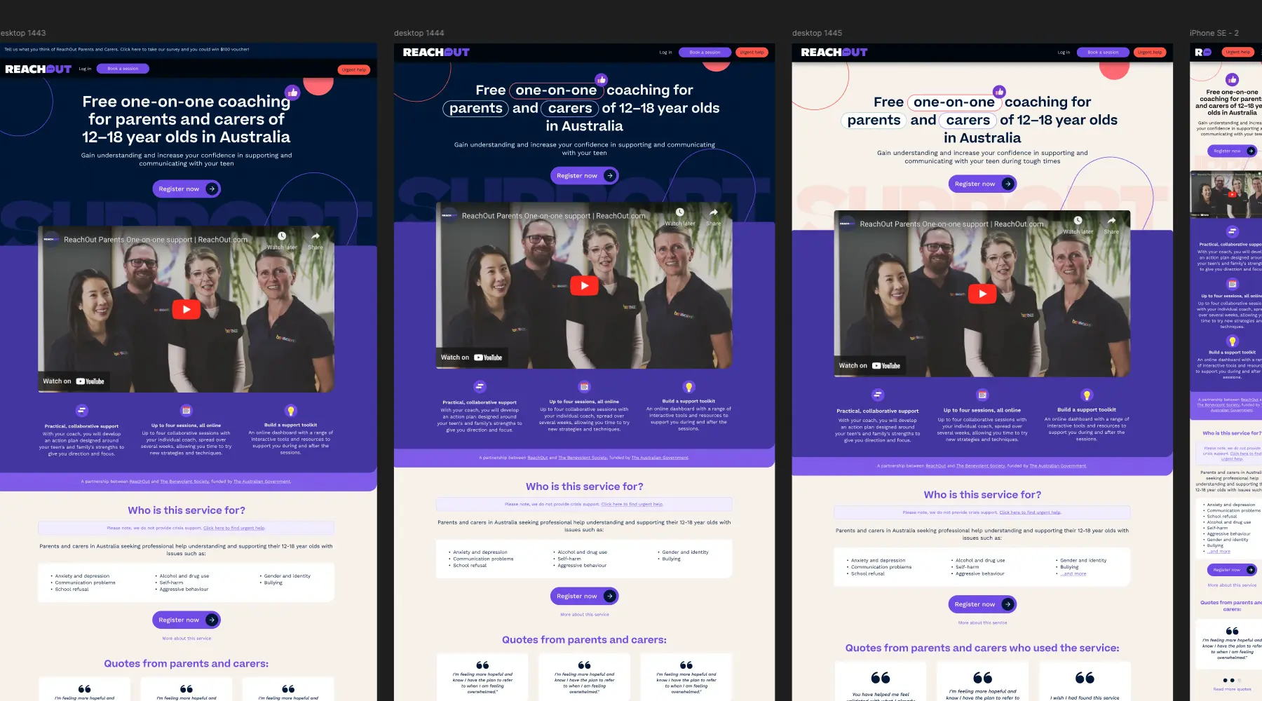 More landing page iterations