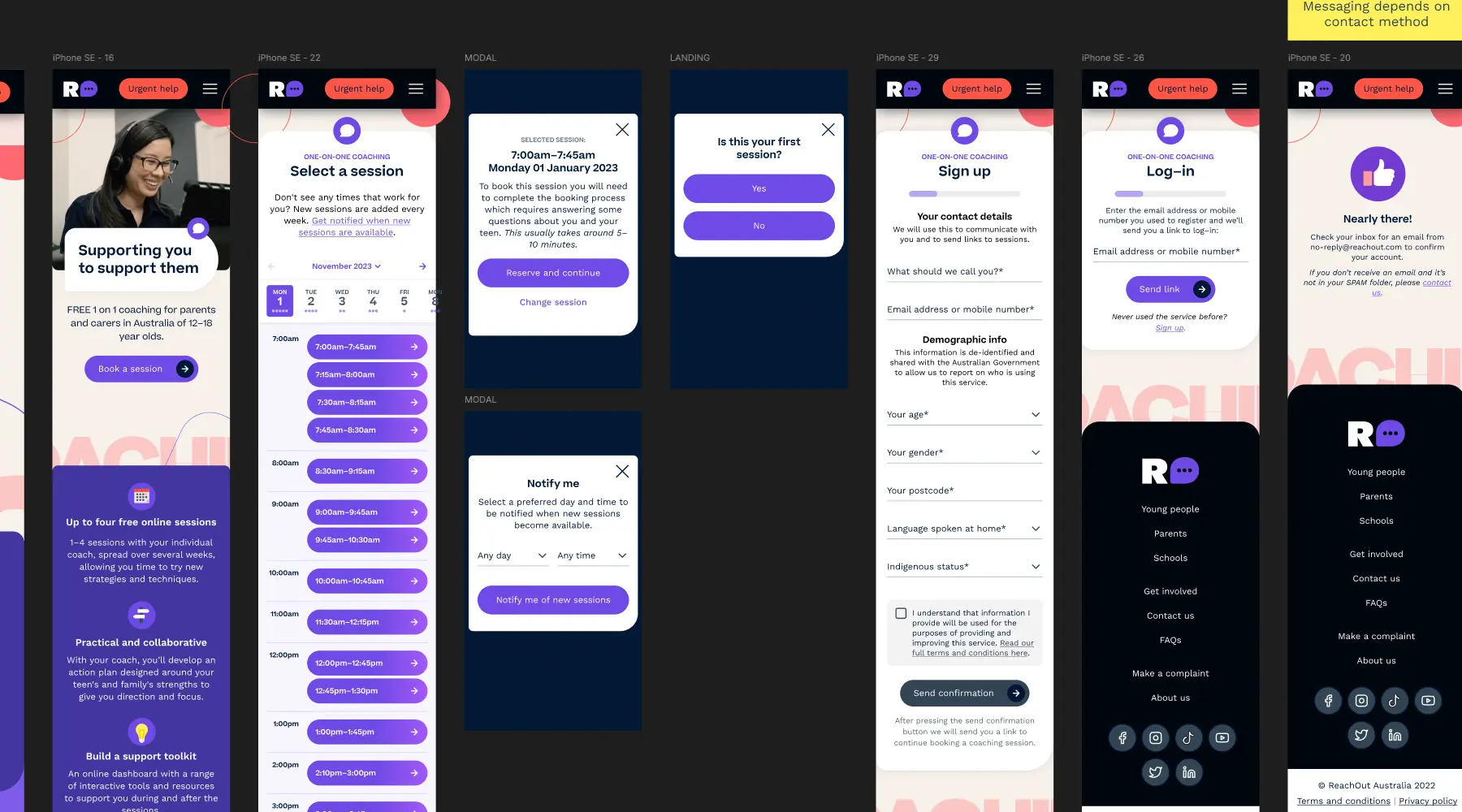 User flow UI mocks